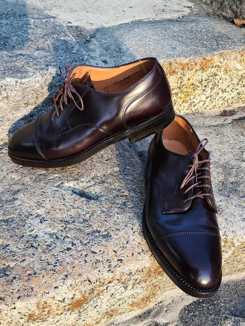 Alden 2160 Straight Tip Blucher Shoes In Color # 8, Shell Cordovan Size 7.5 C/E